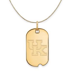 14k Yellow Gold U. of Kentucky Dog Tag Necklace - 22 Inch